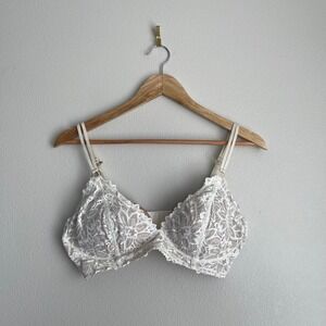 Aerie White Lace Triangle Plunge‎ Bralette Size 36C